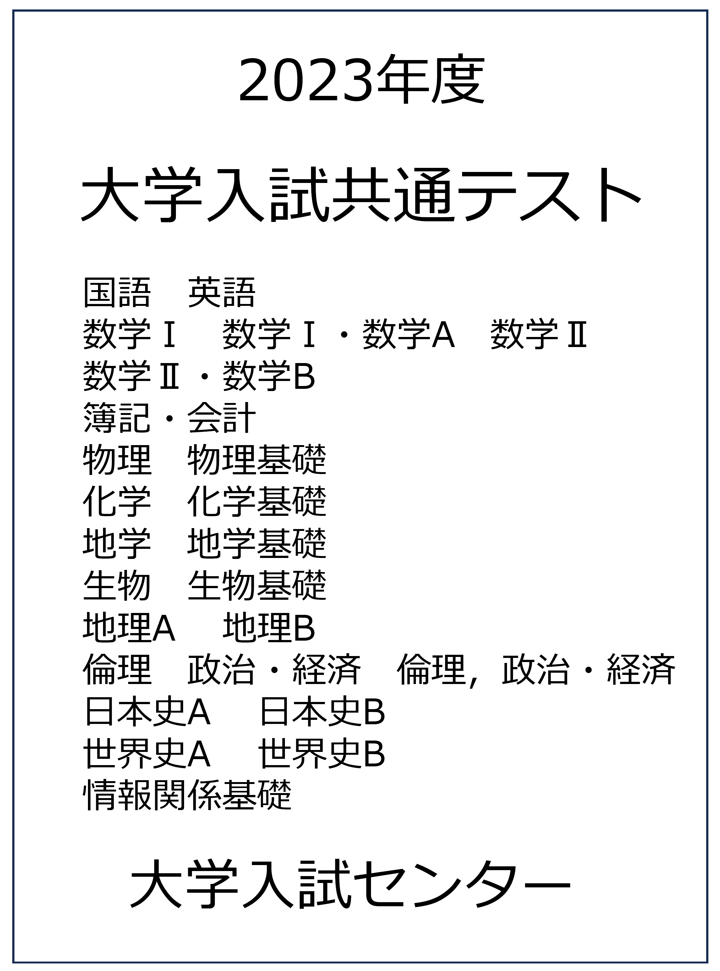 2023年度大学入試共通テスト問題